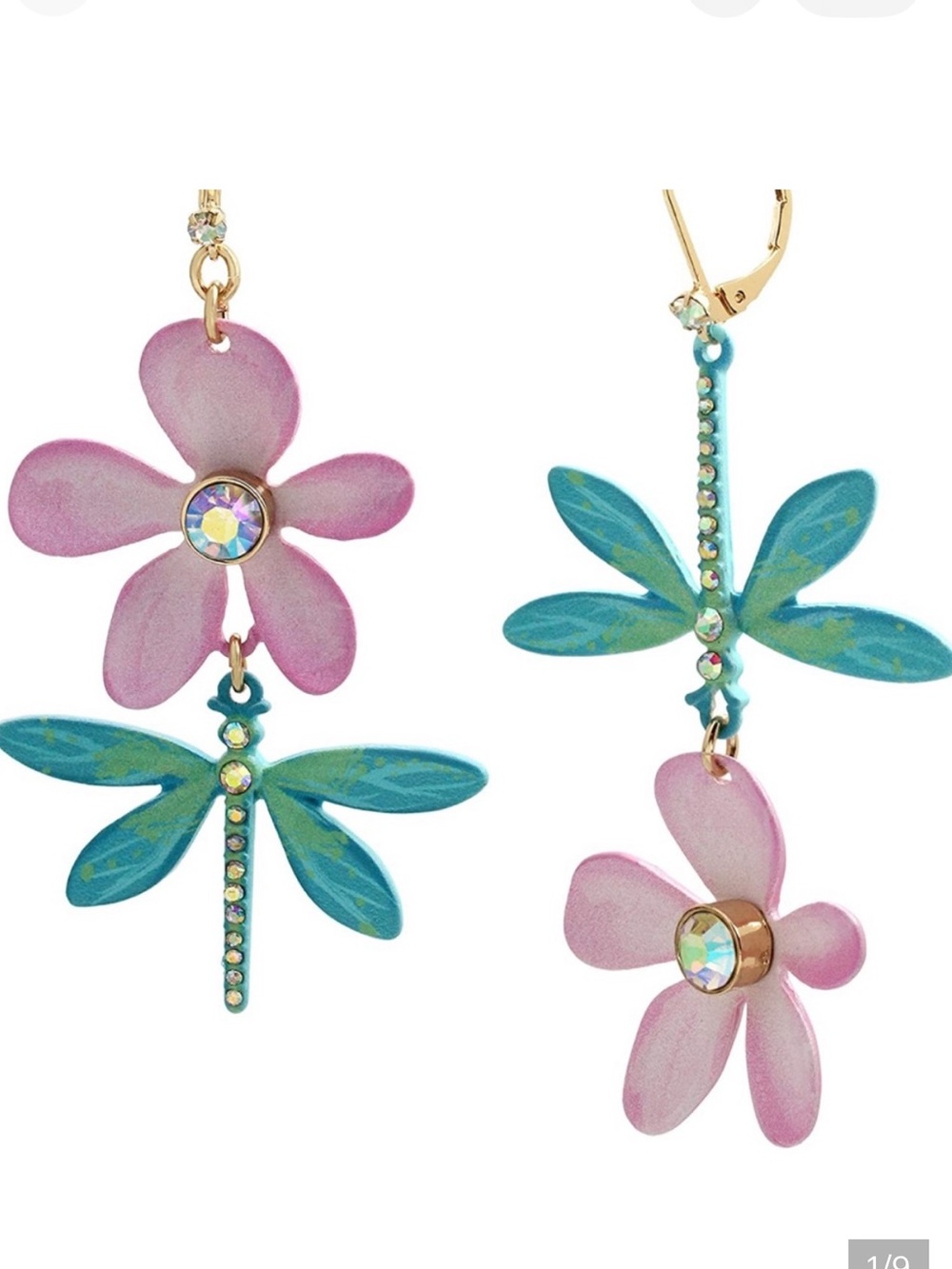 NWT Betsy Johnson Dragonfly Mismatched Earrings